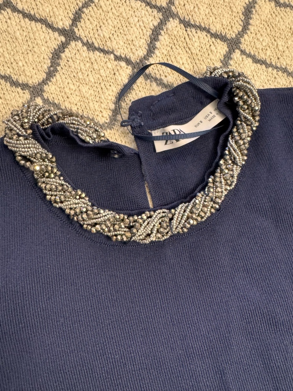 Zara Navy Short-Sleeve Pocket Boxy Top BNWT - Picture 3 of 6